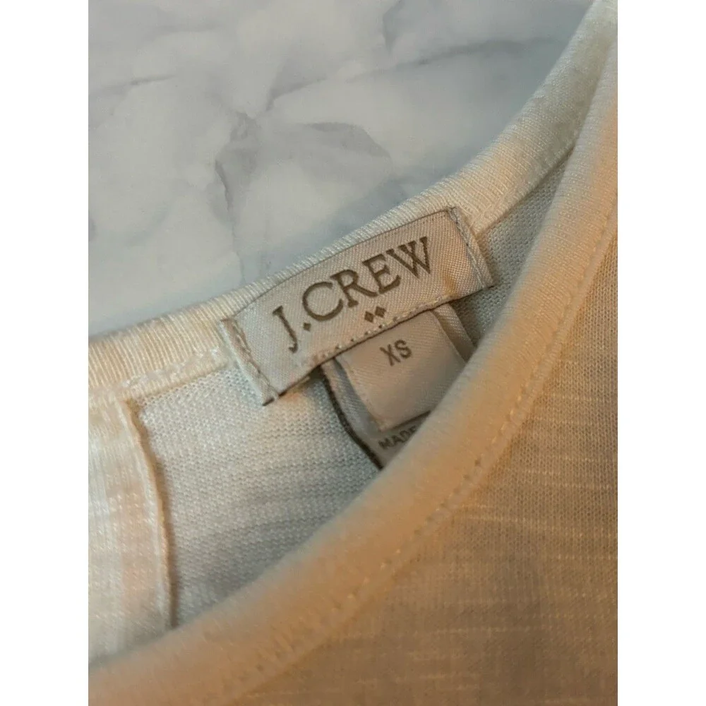 J.Crew Mixed Media Layered Hem Tank Top Women's XS Ivory White Keyhole Back